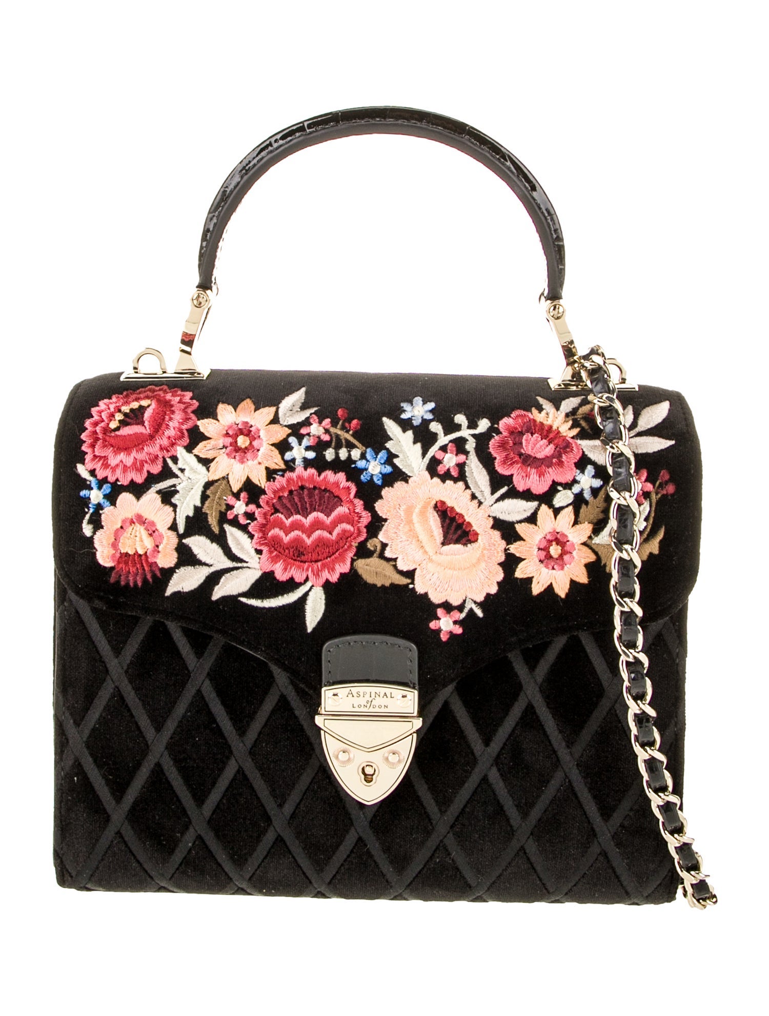 Aspinal of London Velvet Top Handle Bag