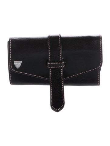 Pre-owned Aspinal Of London Leather Wristlet In Black