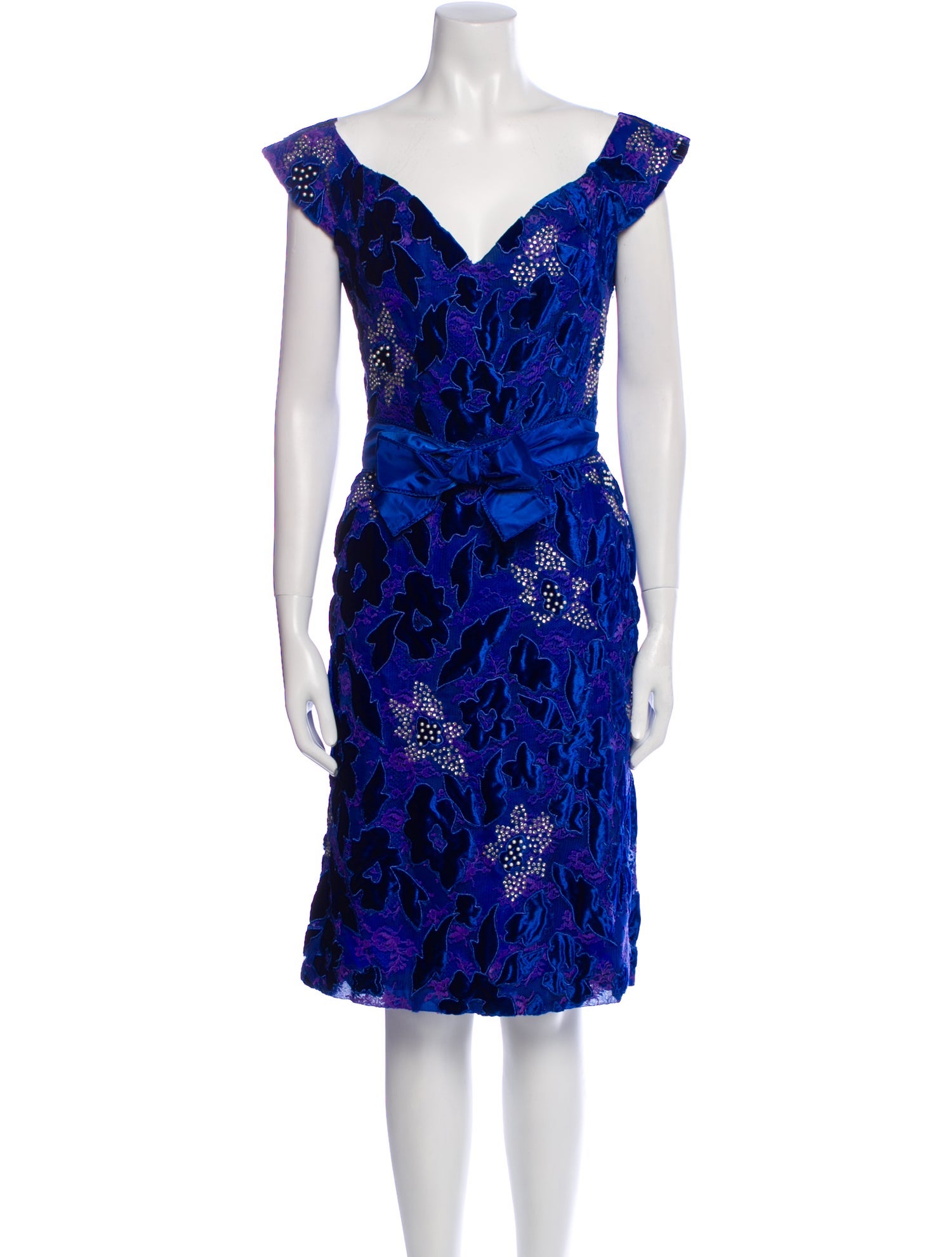 Arnold Scaasi Printed Knee-Length Dress