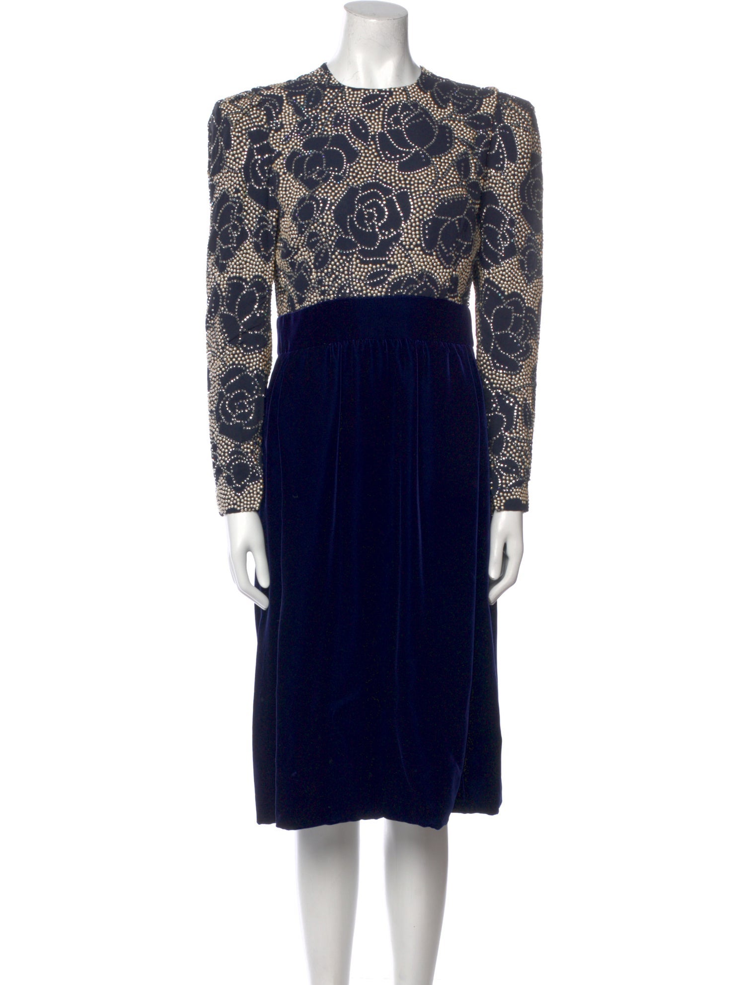 Arnold Scaasi Floral Print Midi Length Dress