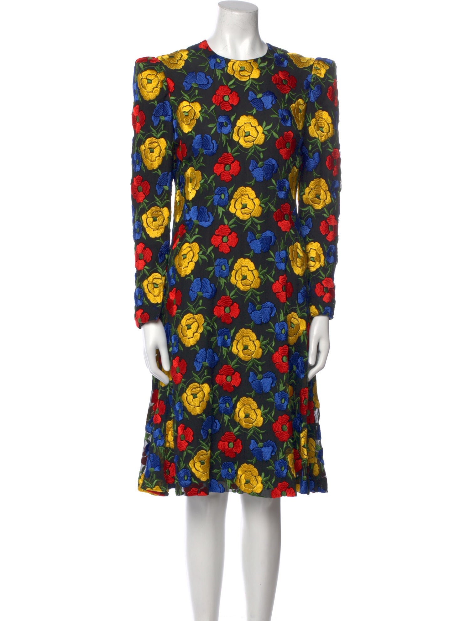 Arnold Scaasi Floral Print Knee-Length Dress