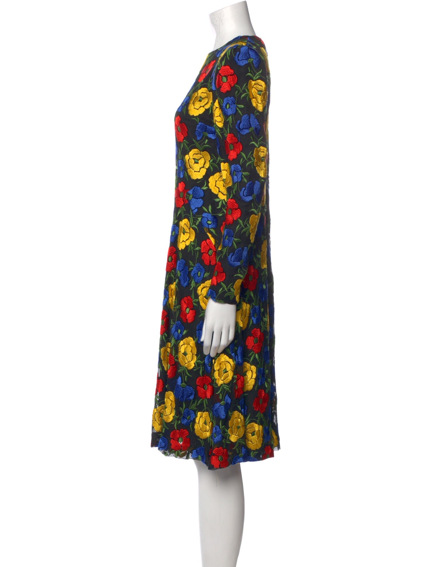 Arnold Scaasi Floral Print Knee-Length Dress