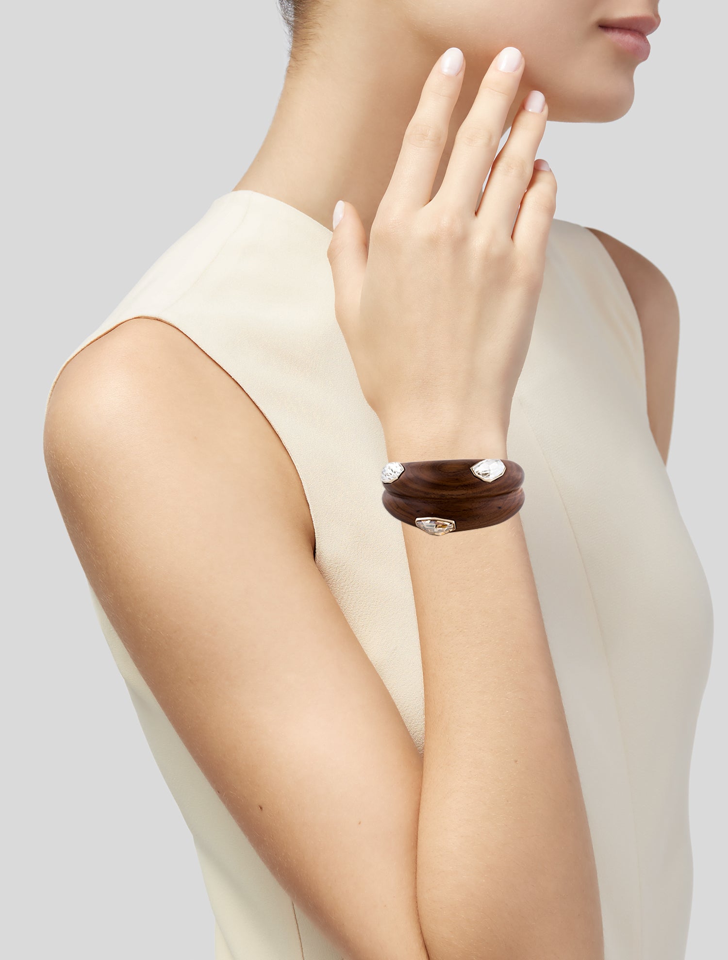 Atelier Swarovski x Fiona Kotur Crystal & Wood Large Cuff Bracelet