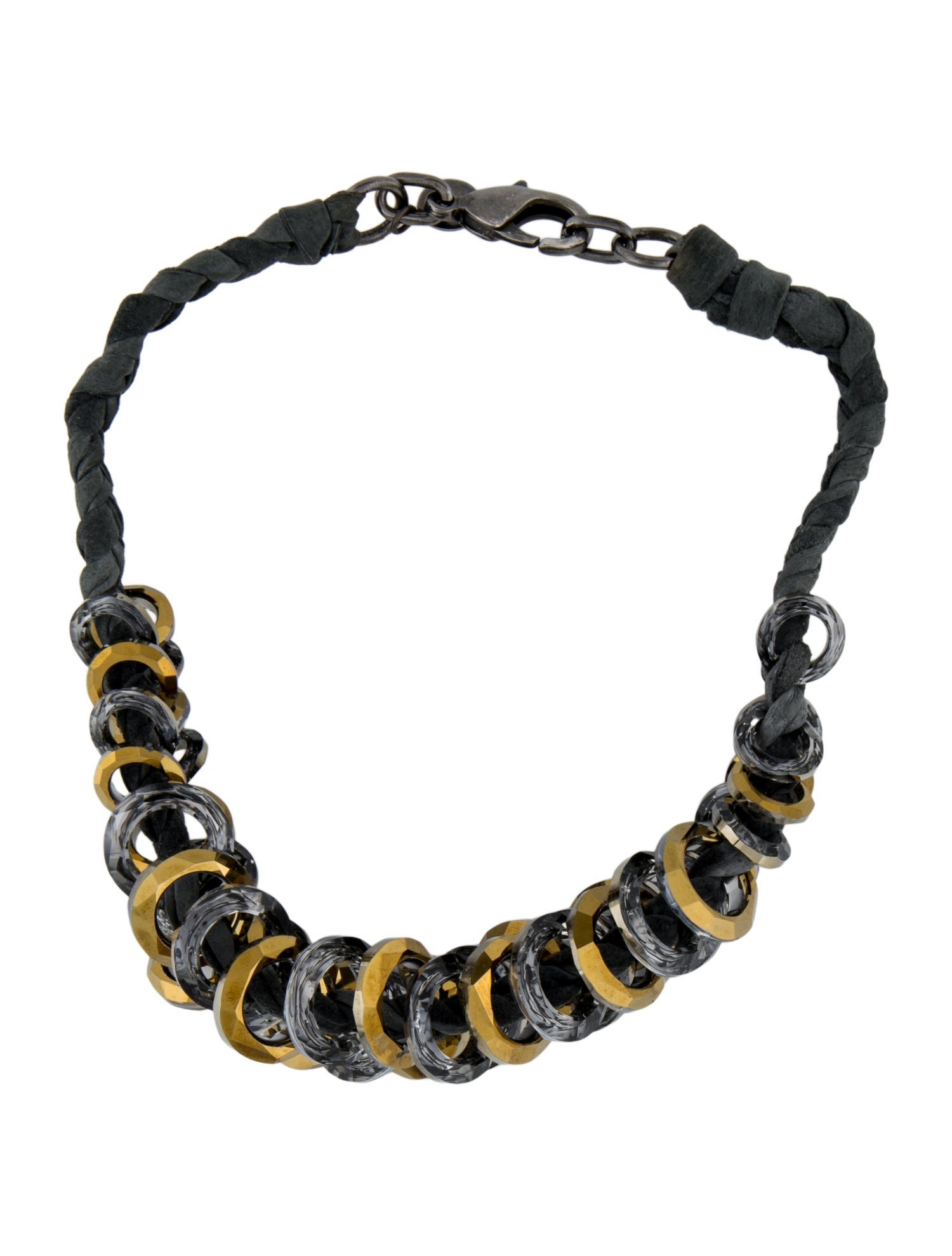 Atelier Swarovski Crystal & Braided Leather Collar Necklace