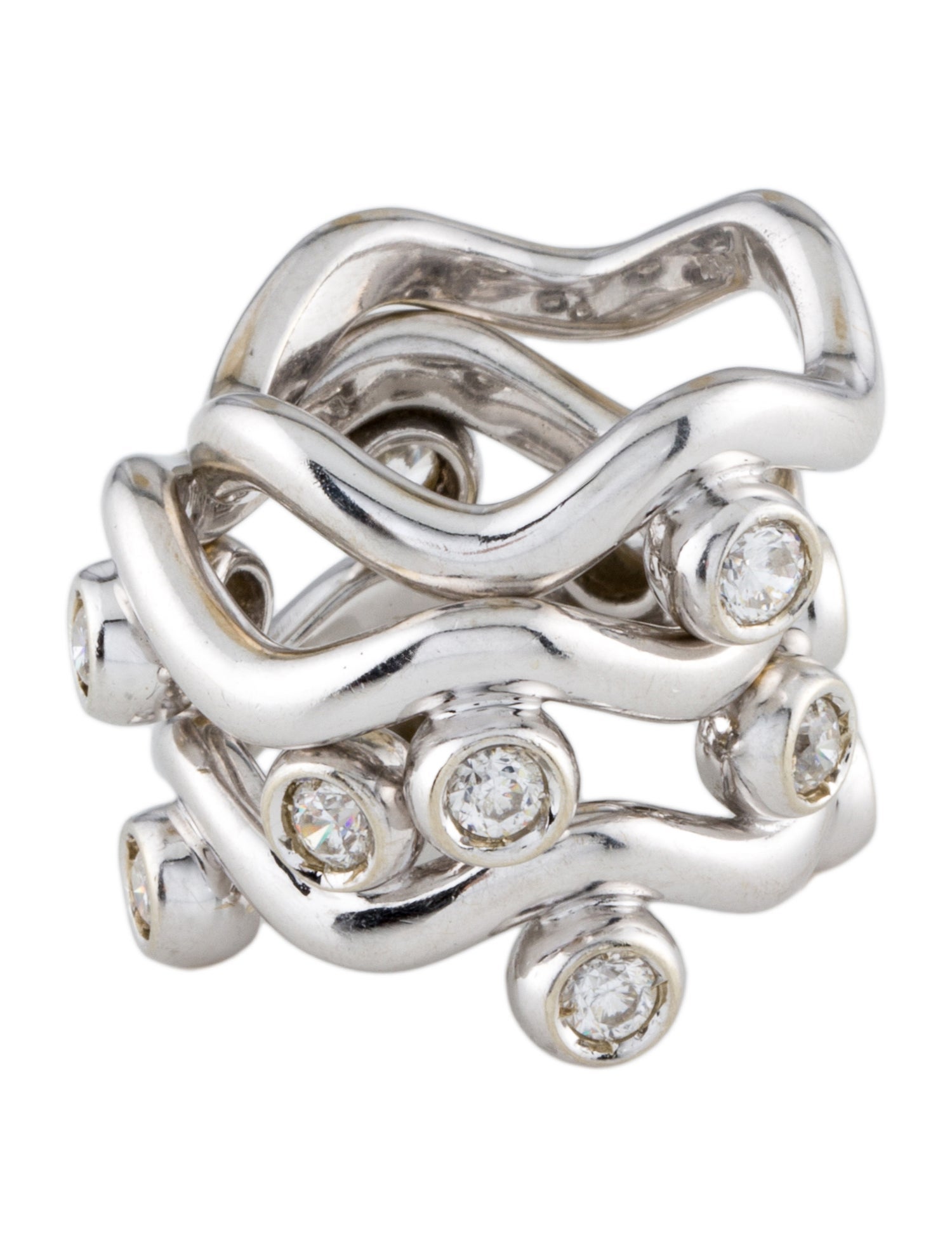 Antonini Gioielli 18K 1.45ctw Diamond Band Set of 3