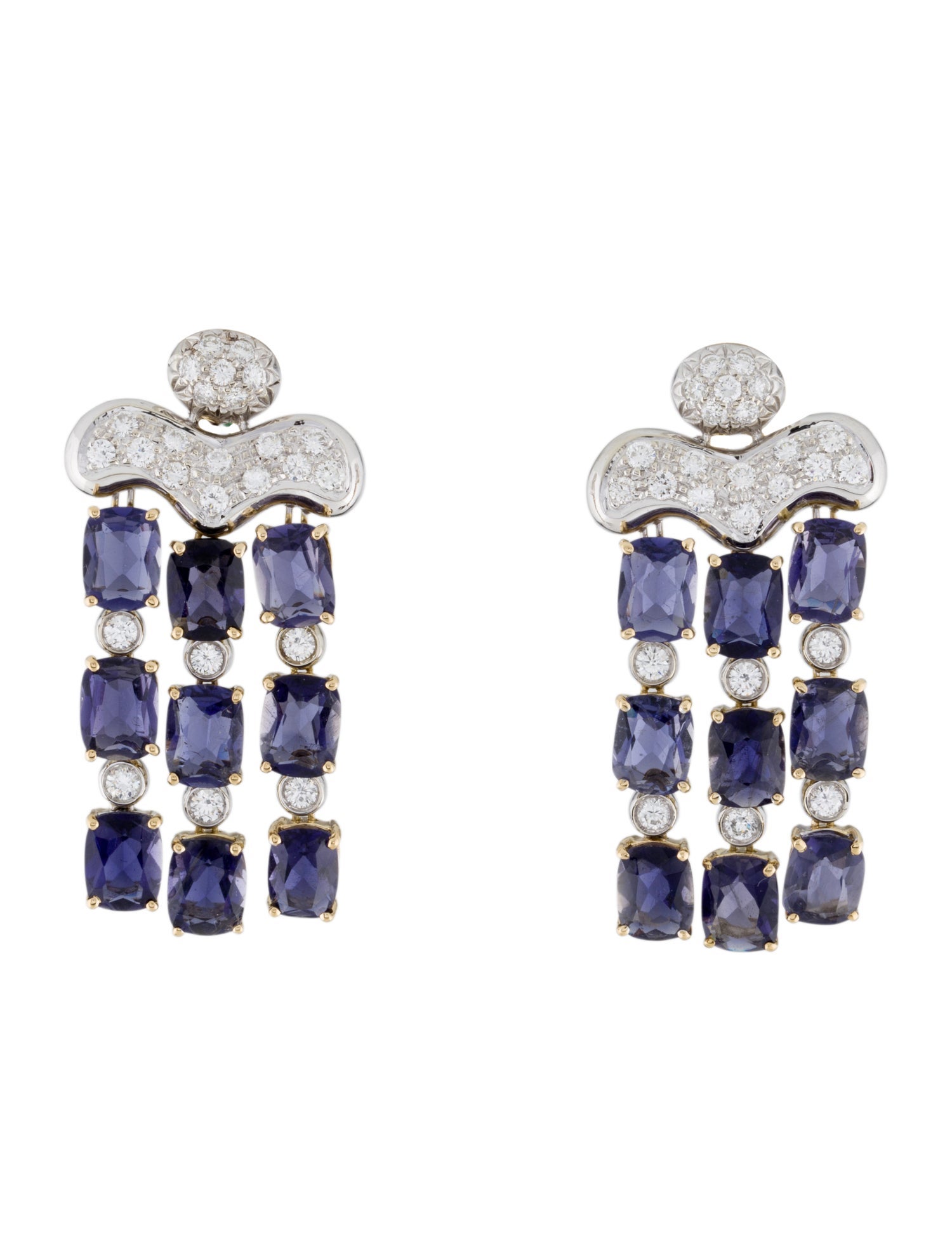 Antonini Gioielli 18K 21.17ctw Iolite & Diamond Chandelier Earrings
