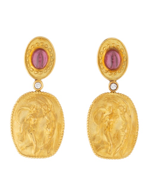 Athena 18K Garnet & Diamond Drop Earrings yellow