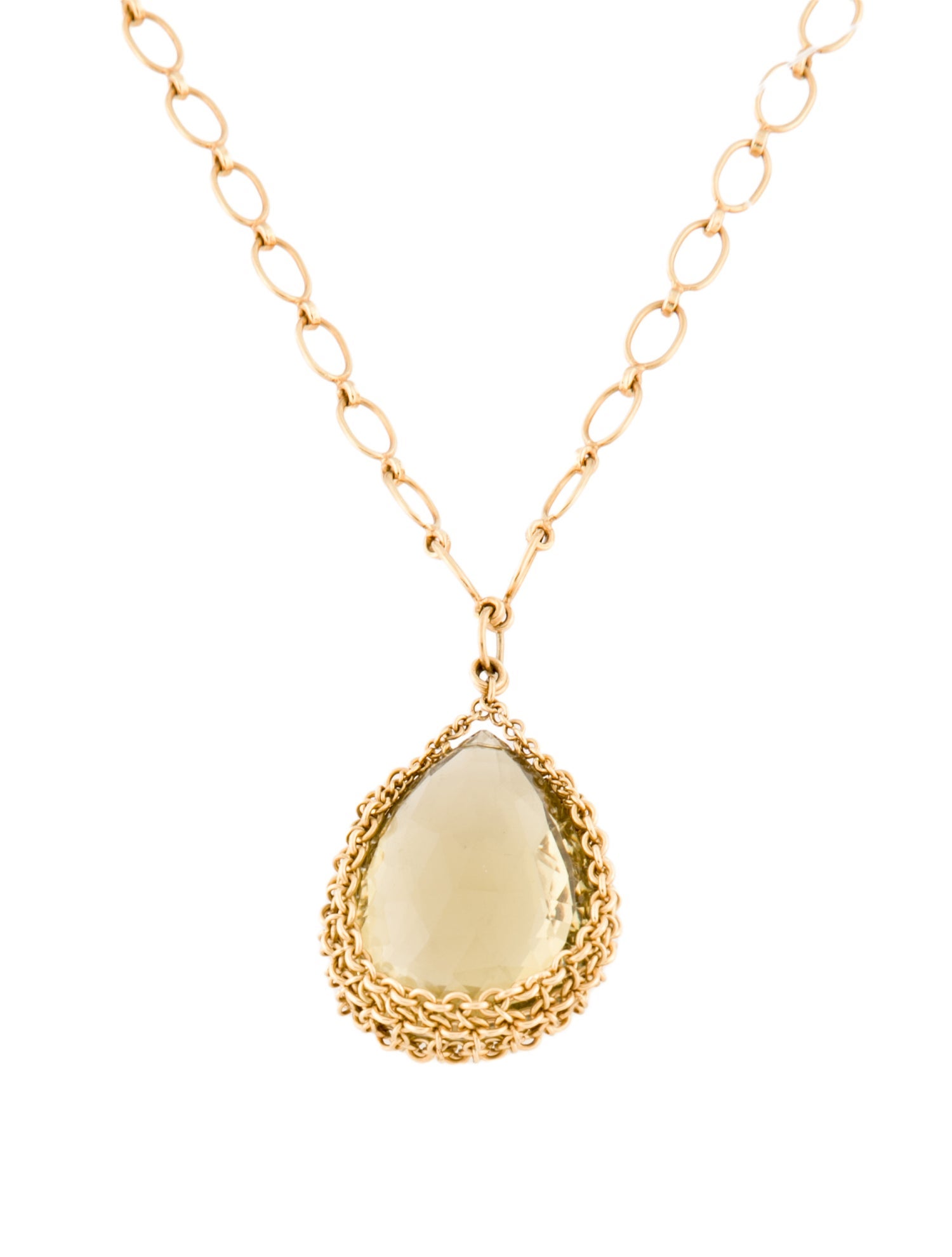 Anthony Nak 18K Quartz Drop Pendant Necklace