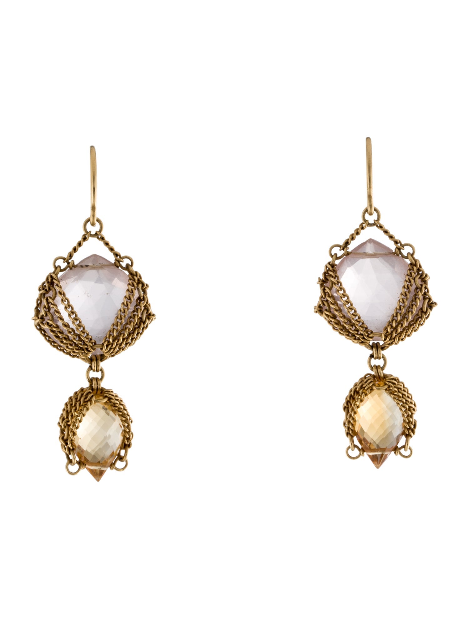 Anthony Nak Rose Quartz & Citrine Drop Earrings