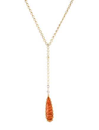 Anthony Nak 18K Coral & Diamond Lavalier Necklace