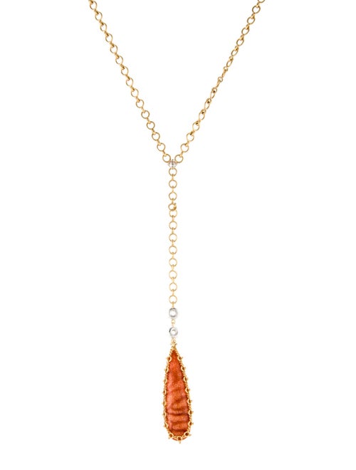 Anthony Nak 18K Coral & Diamond Lavalier Necklace