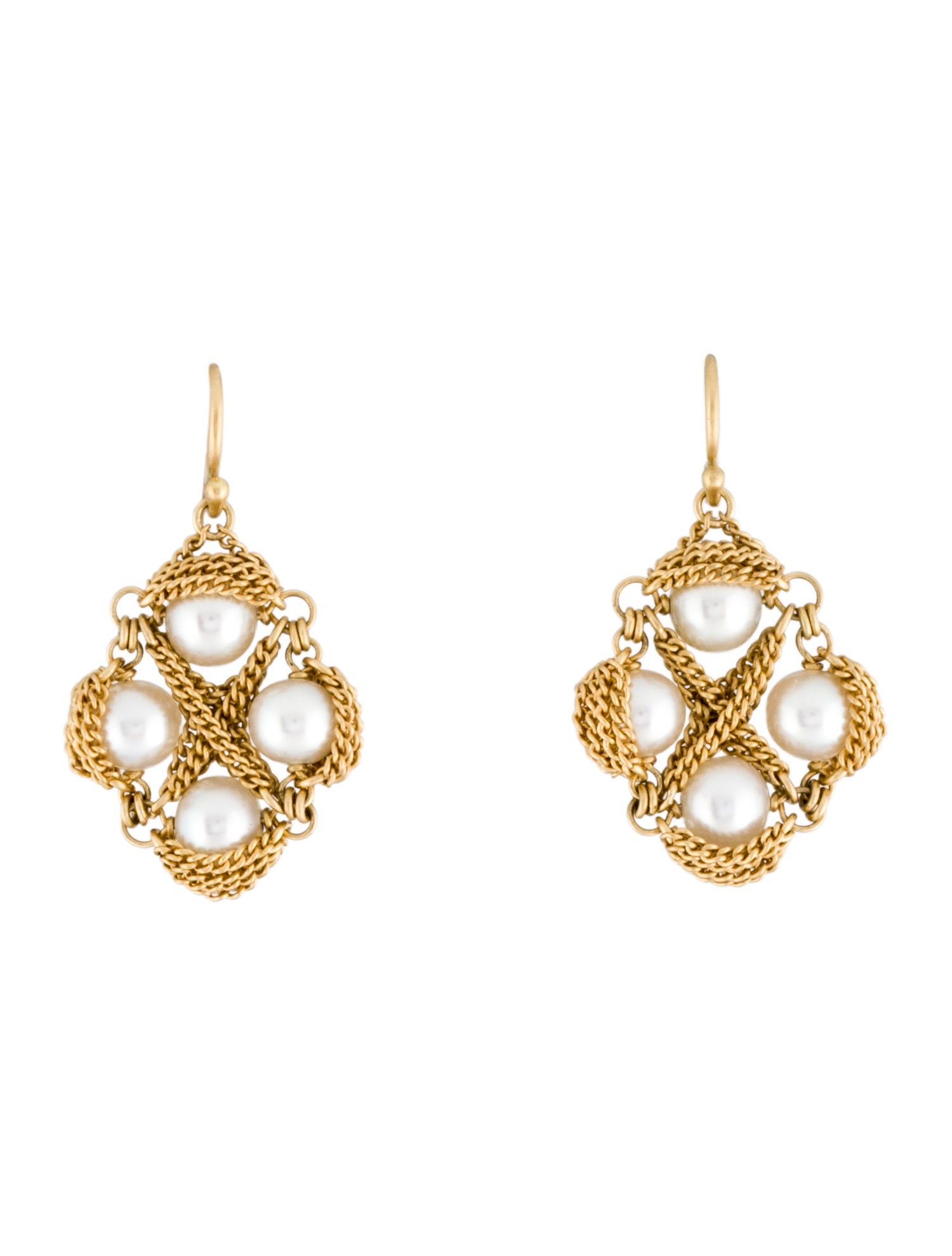 Anthony Nak Pearl Chain Drop Earrings