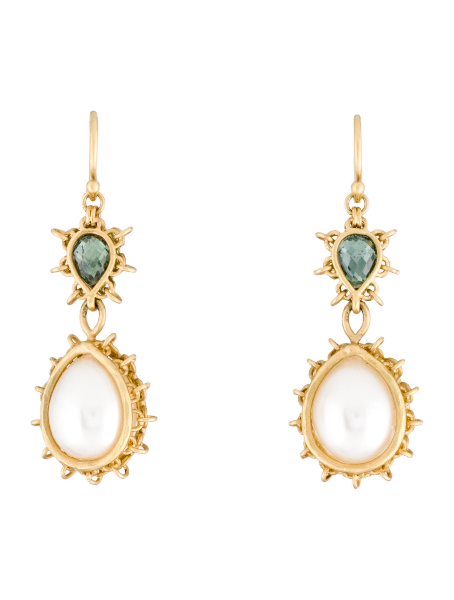 Anthony Nak 18K Pearl & Sapphire Drop Earrings