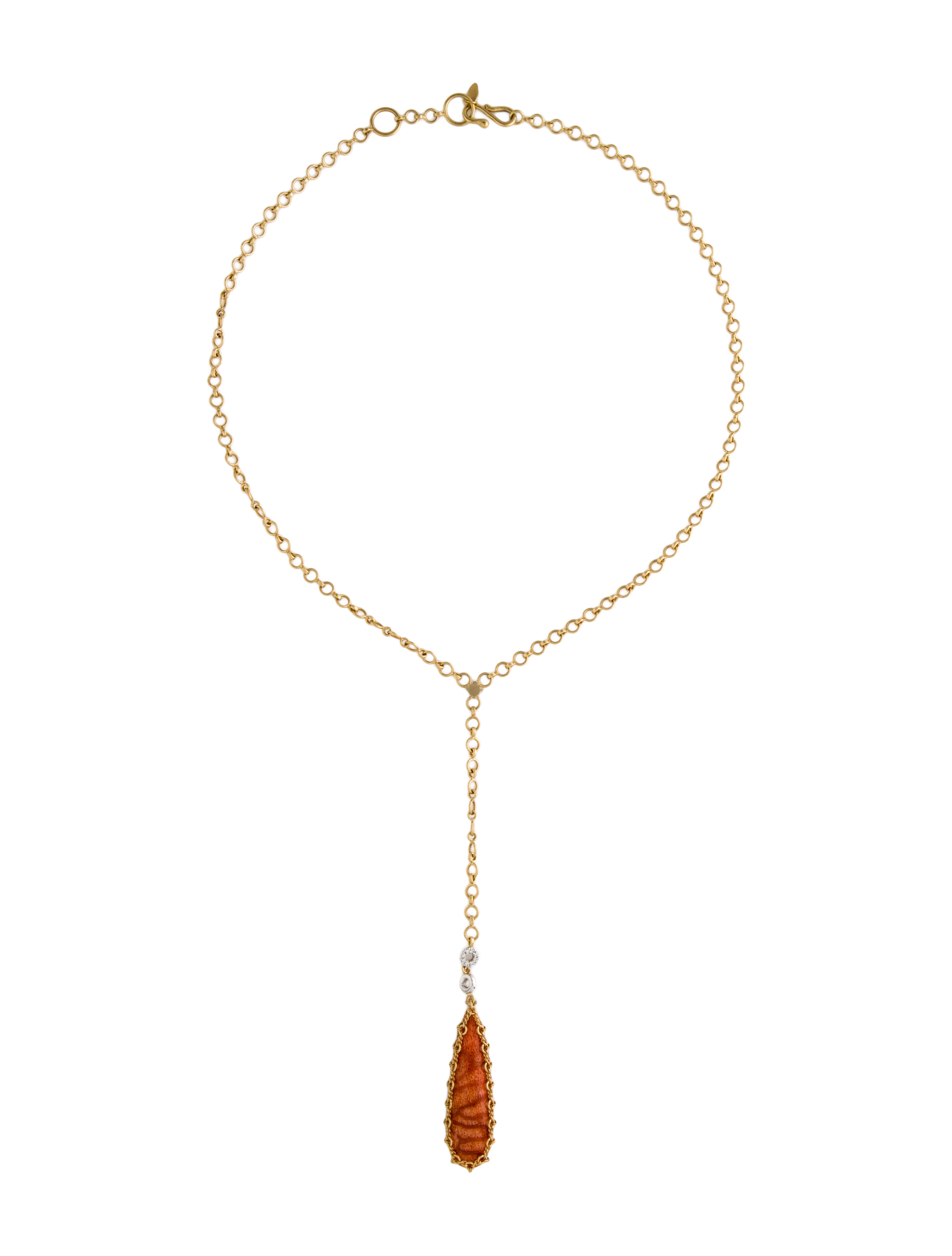 Anthony Nak 18K Composite Coral & Diamond Lavalier Necklace