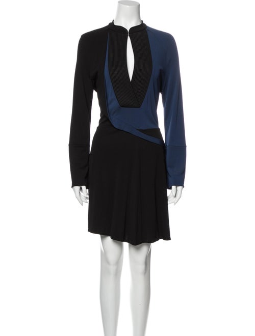 Atlein Colorblock Pattern Knee-Length Dress Black