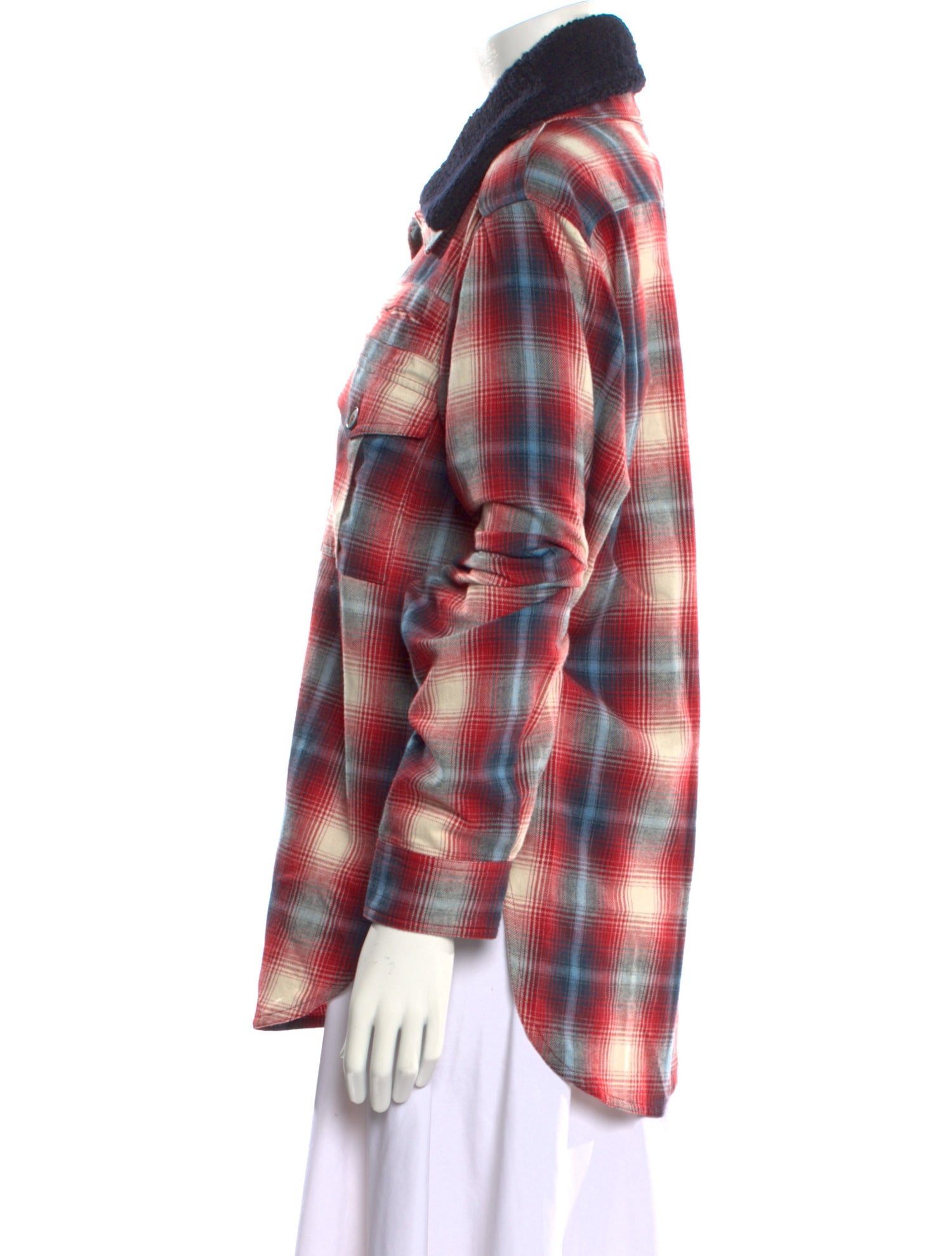 Atlein Plaid Print Long Sleeve Button-Up Top w/ Tags