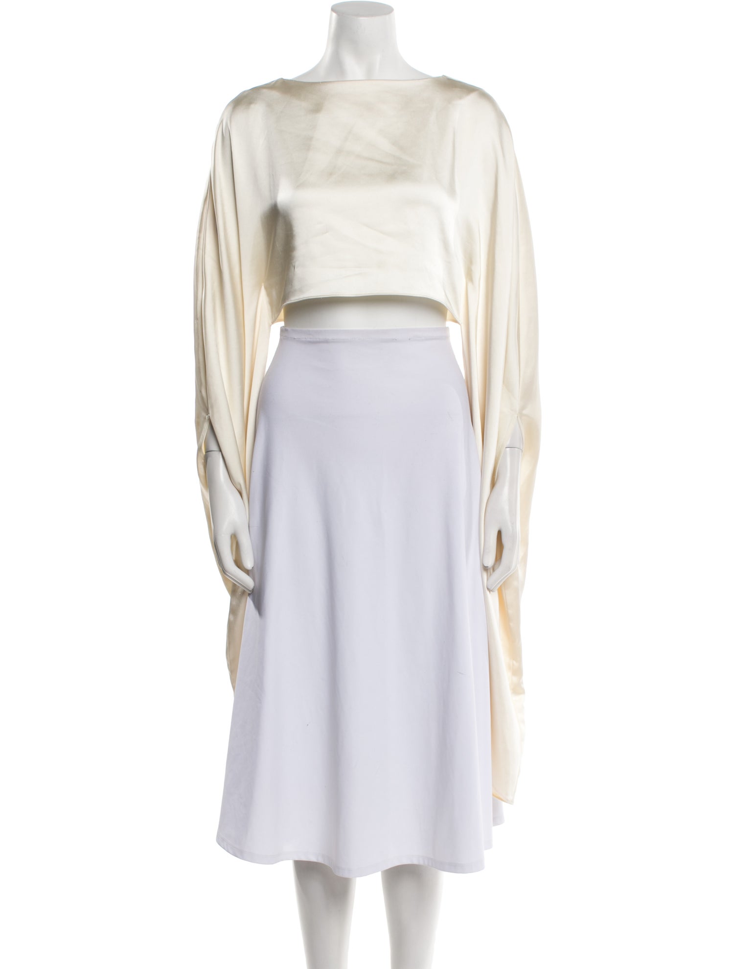 Atlein Bateau Neckline Long Sleeve Crop Top