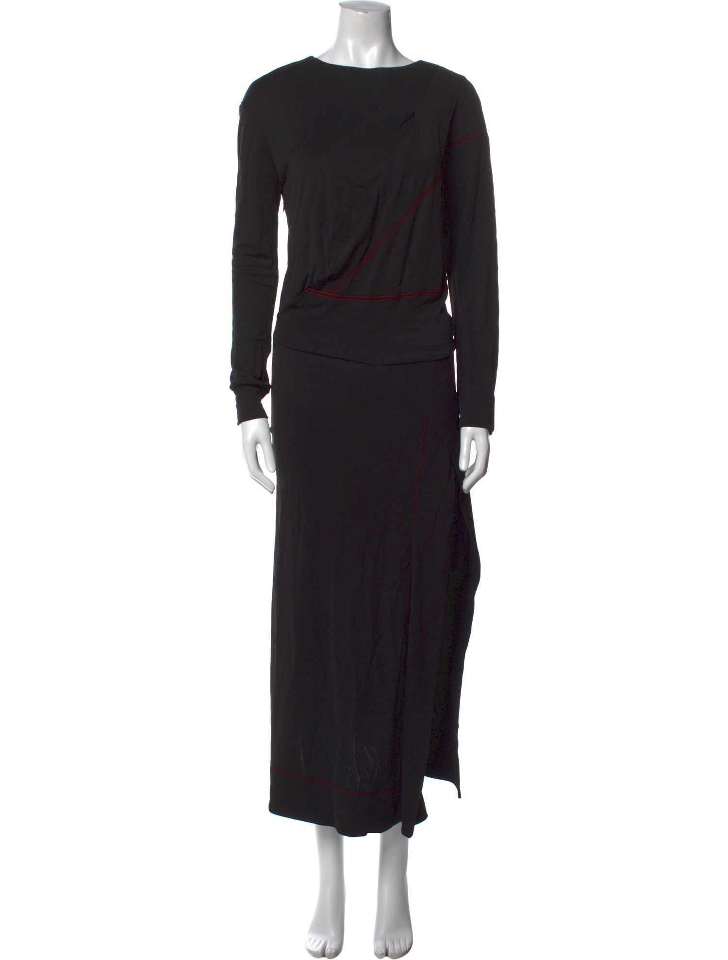 Atlein Bateau Neckline Long Dress