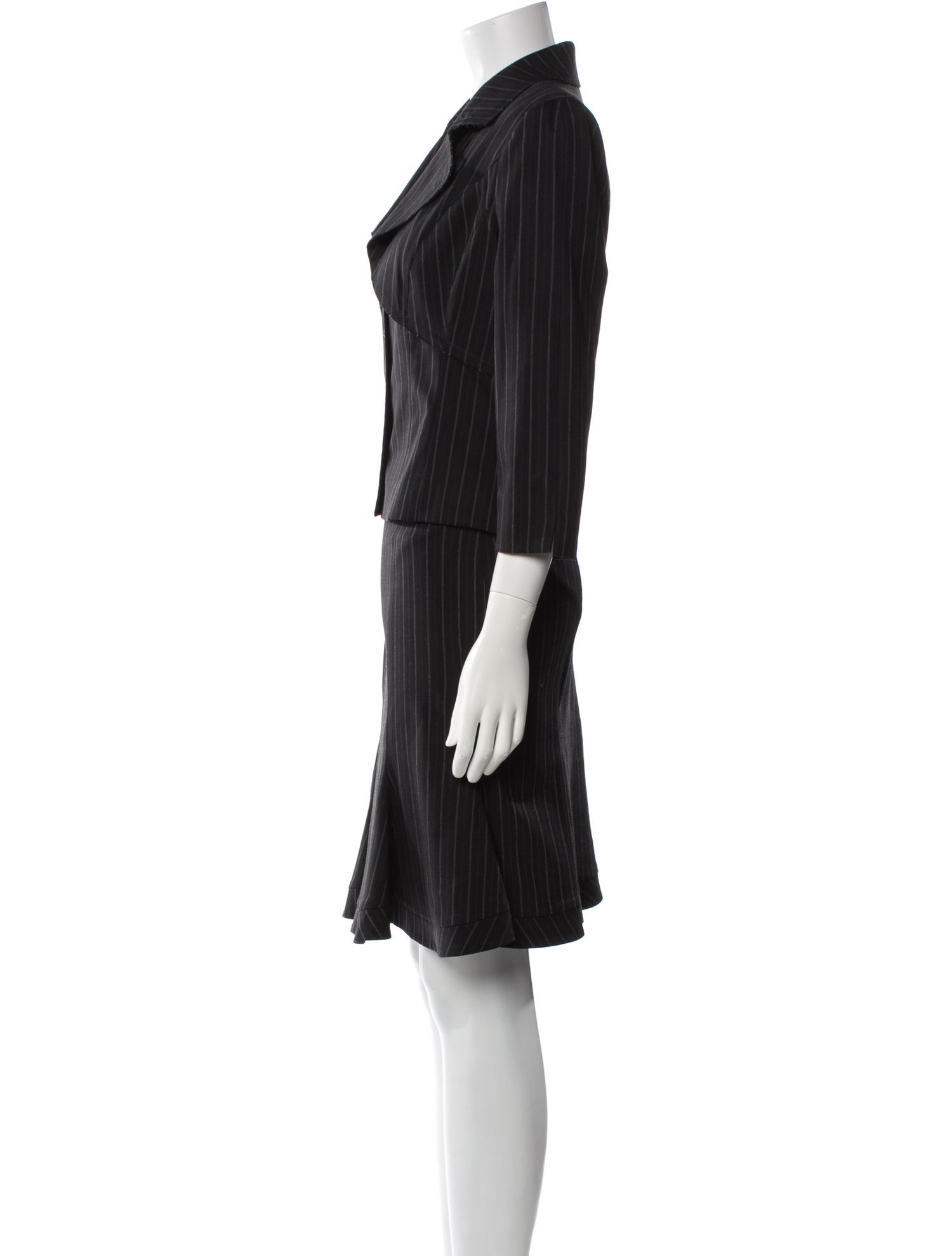 Angelo Tarlazzi Wool Pleated Accents Skirt Suit