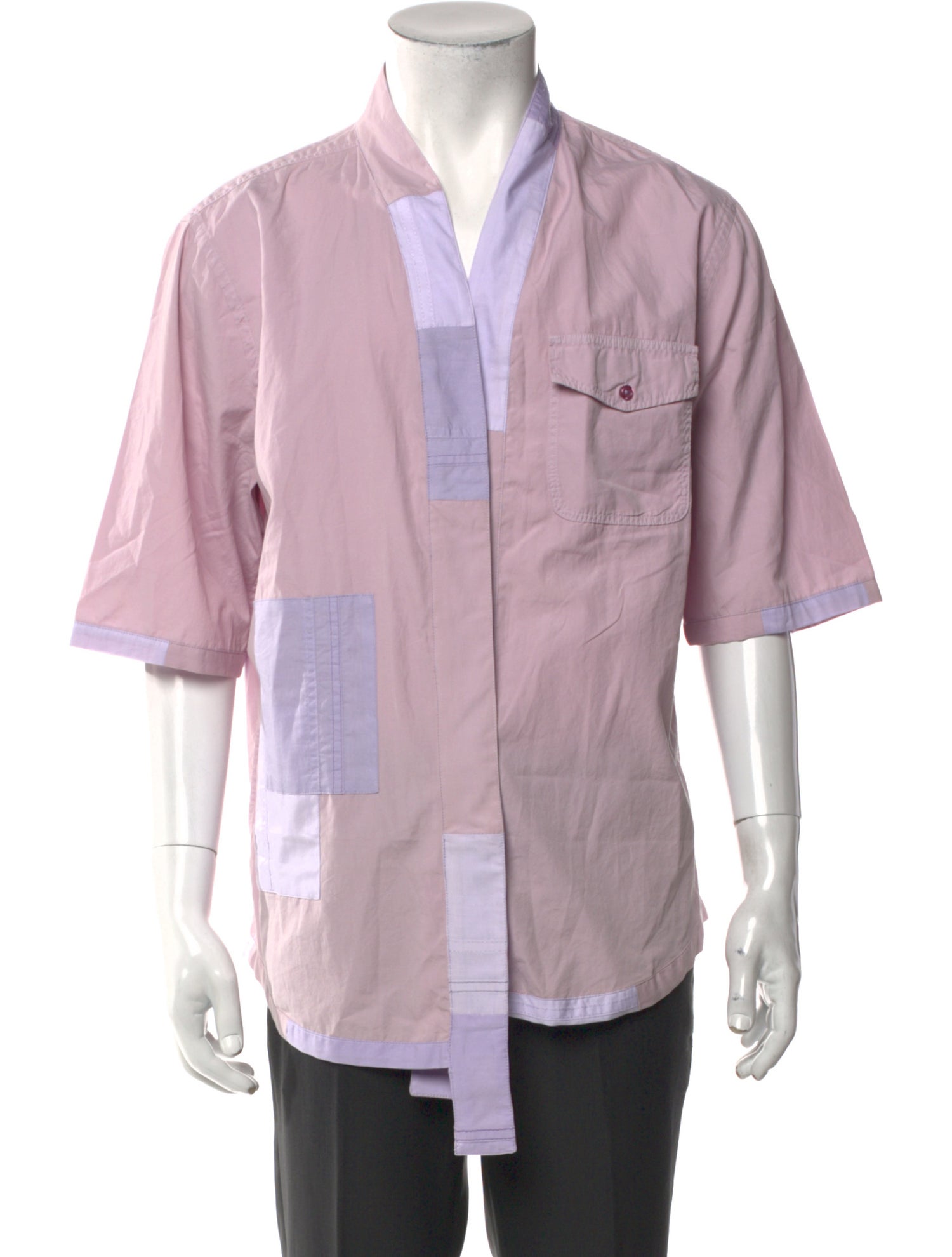 Atelier & Repairs Colorblock Pattern Three-Quarter Sleeve Shirt