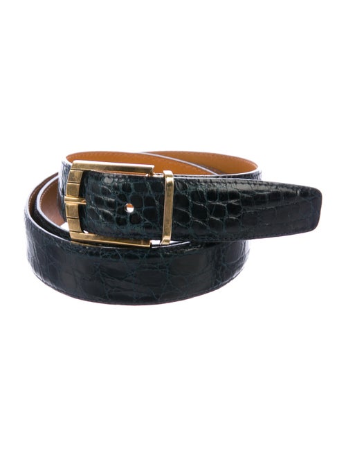 a.testoni Crocodile Waist Belt navy