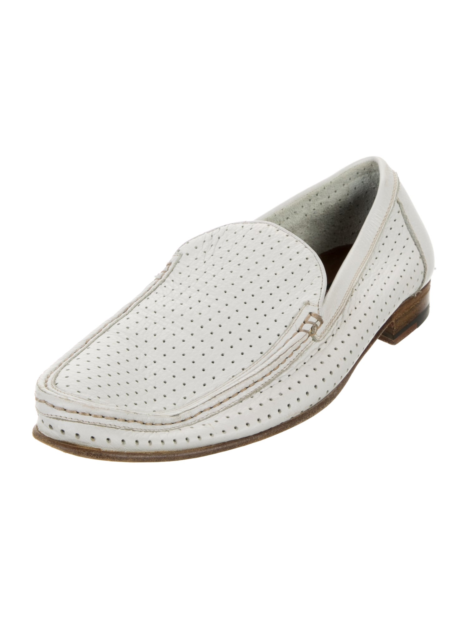 a.testoni Leather Lasercut Accents Loafers