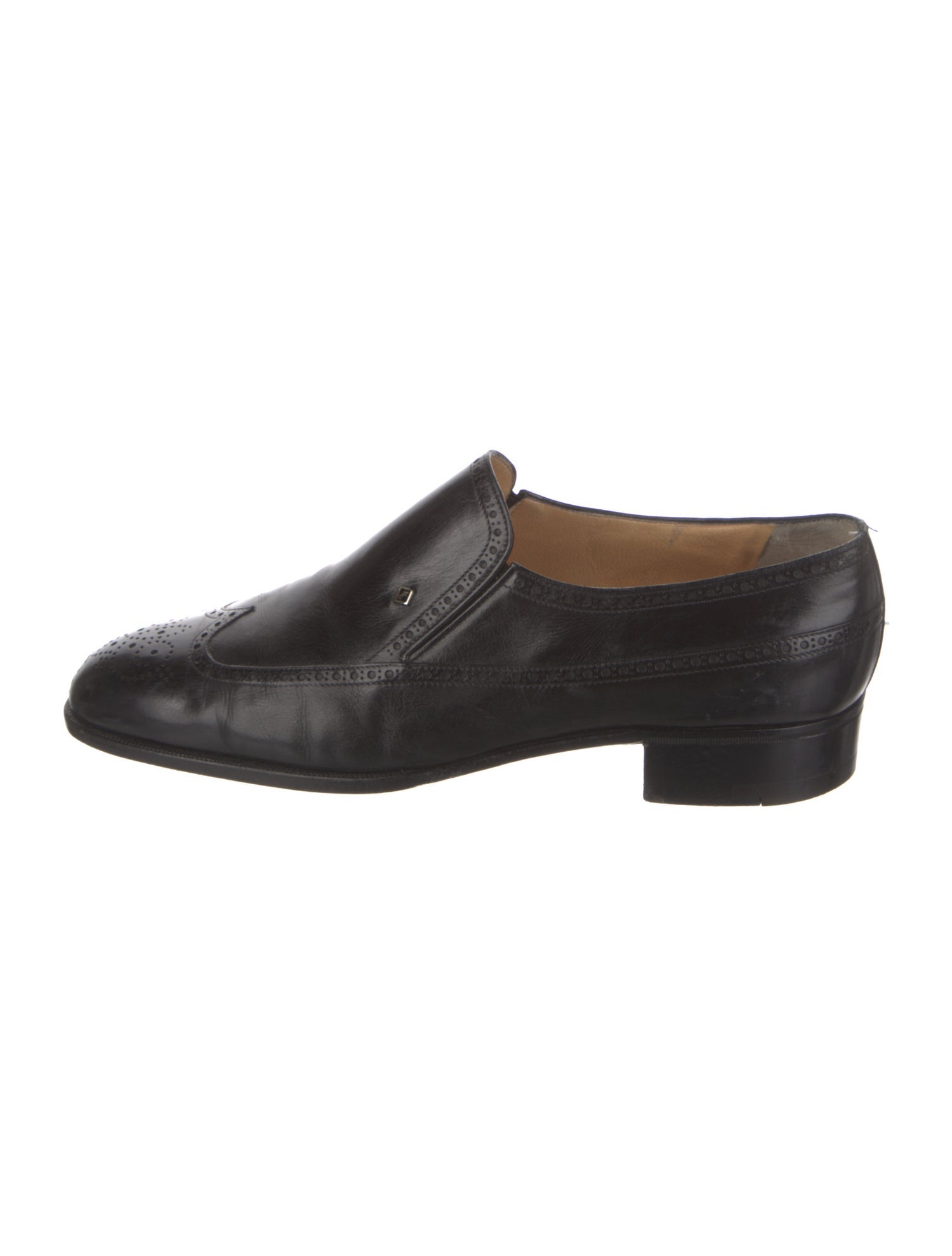 a.testoni Leather Lasercut Accents Dress Loafers