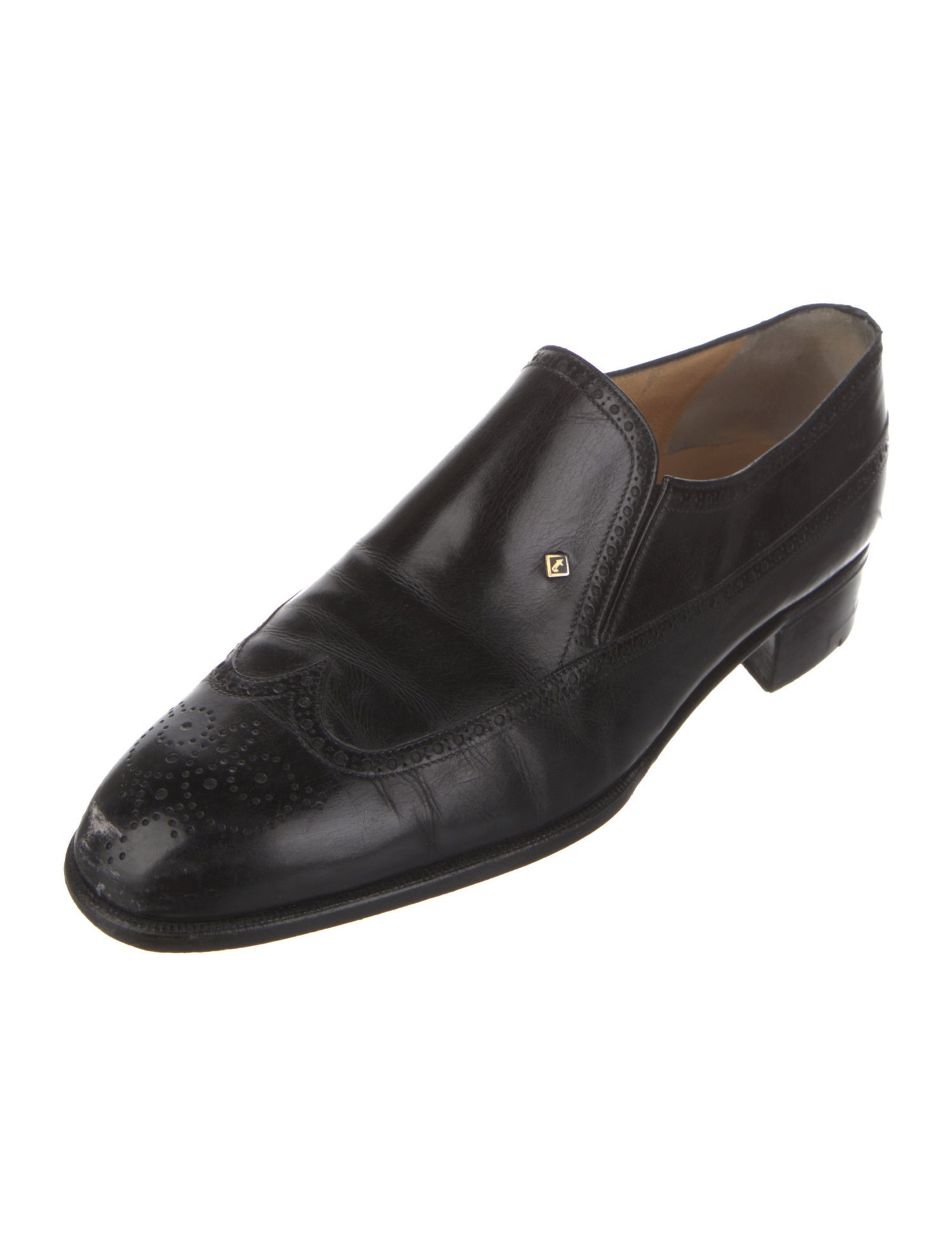 a.testoni Leather Lasercut Accents Dress Loafers