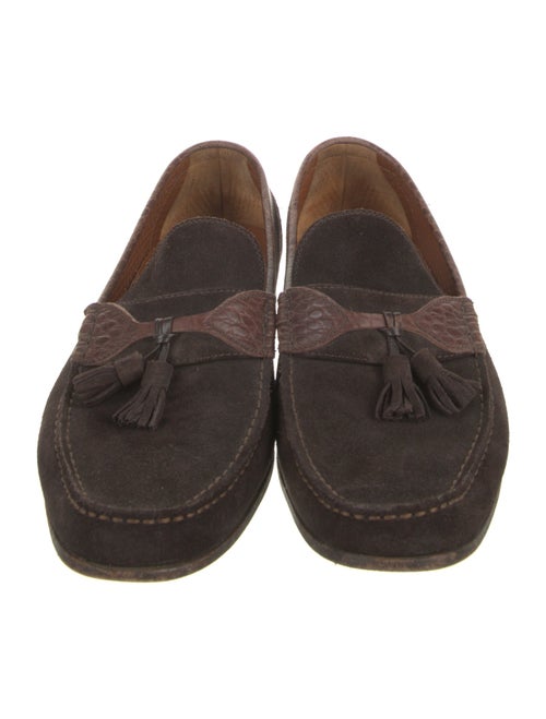 a.testoni Suede Animal Print Loafers