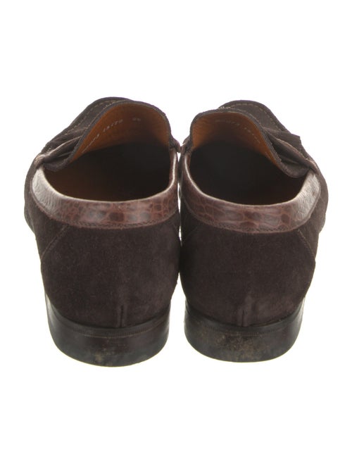 a.testoni Suede Animal Print Loafers