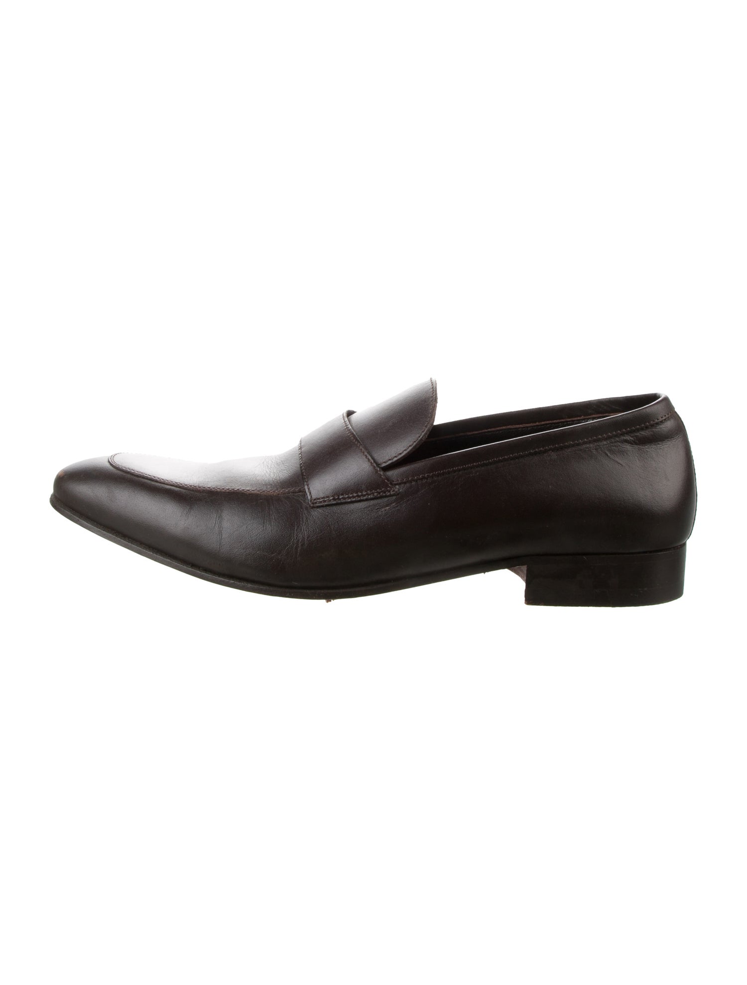a.testoni Leather Whipstitch Trim Loafers
