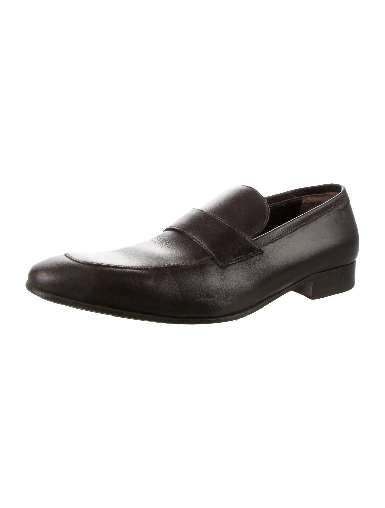 a.testoni Leather Whipstitch Trim Loafers