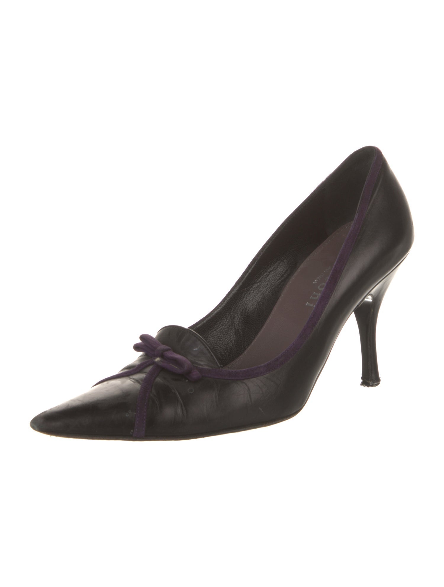 a.testoni Leather Bow Accents Pumps