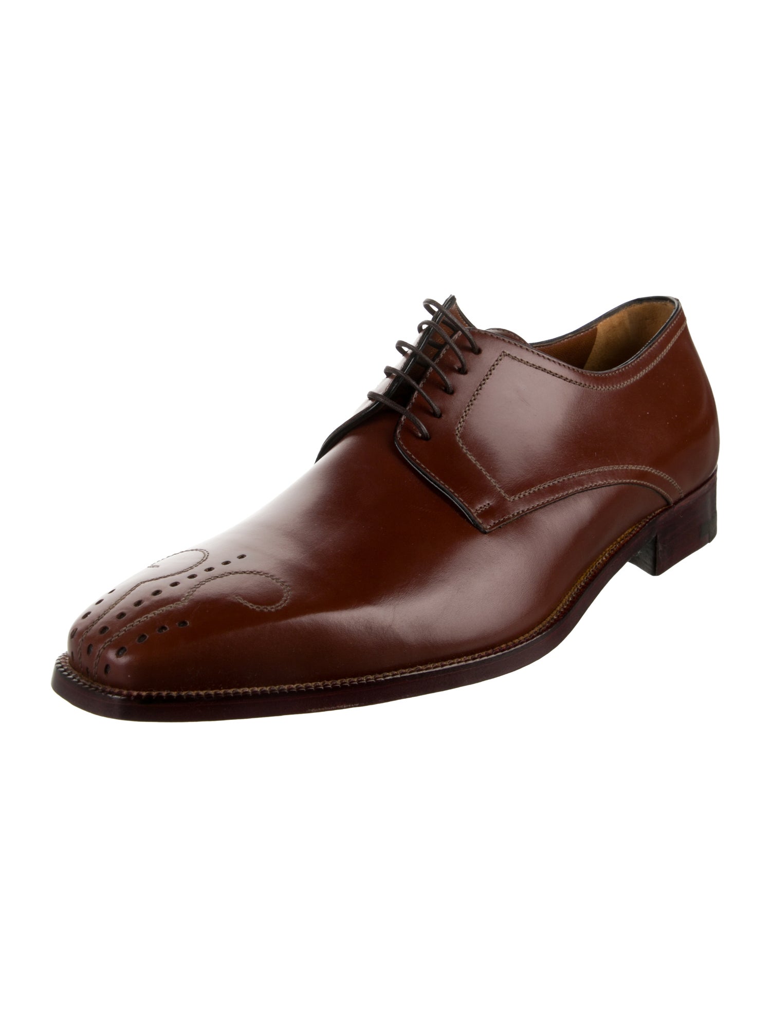 a.testoni Leather Lasercut Accents Derby Shoes