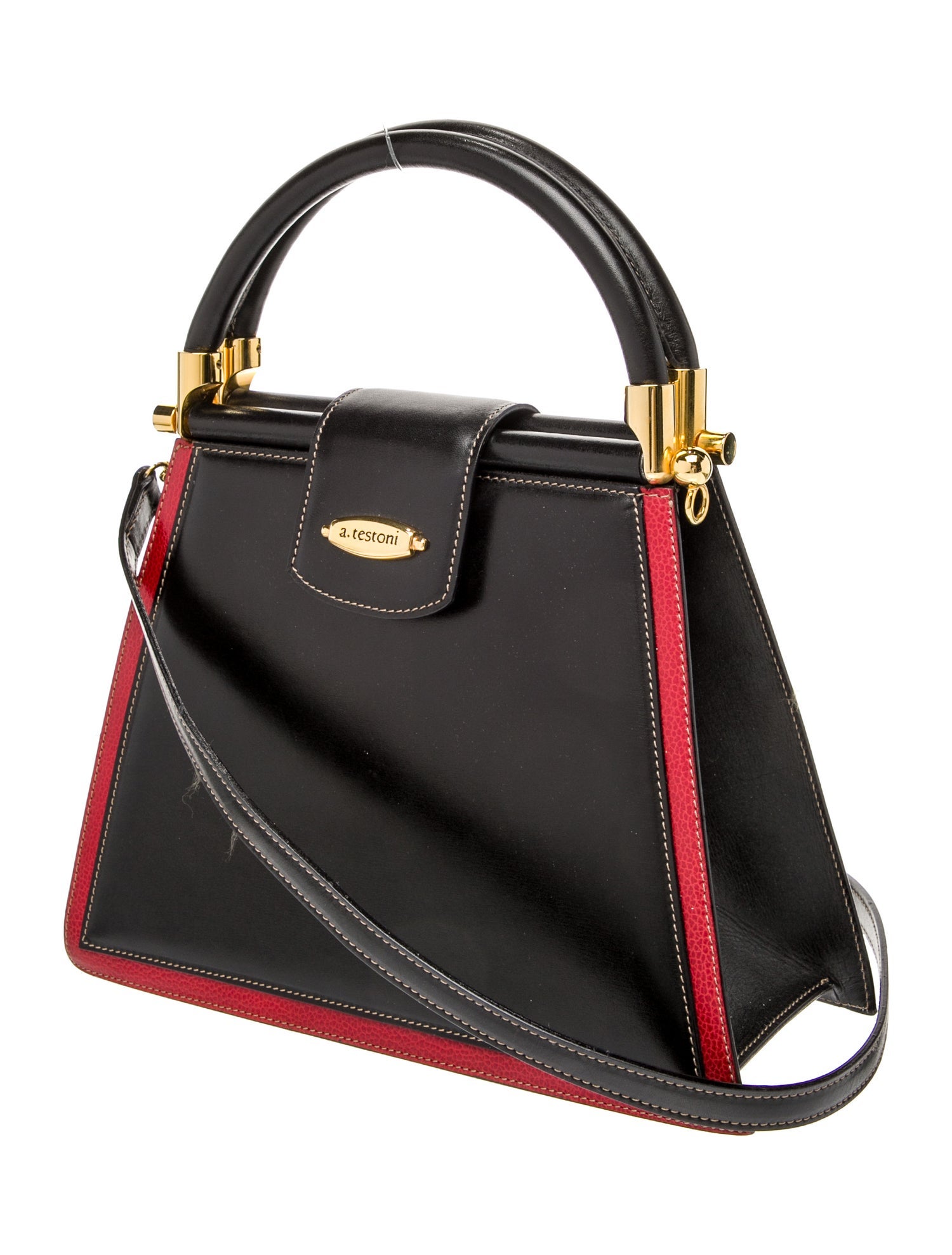 a.testoni Leather Top Handle Bag
