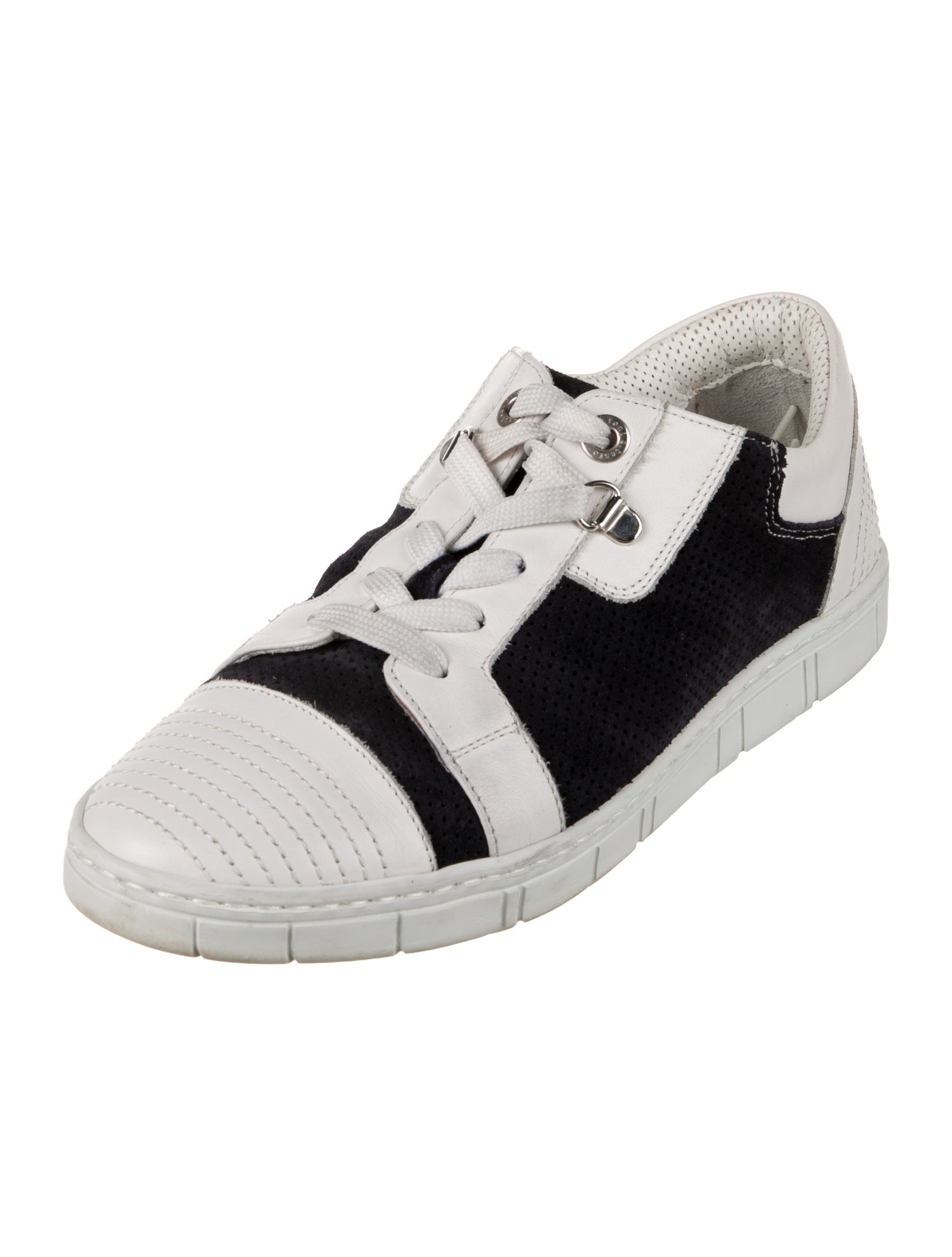 a.testoni Leather Colorblock Pattern Sneakers