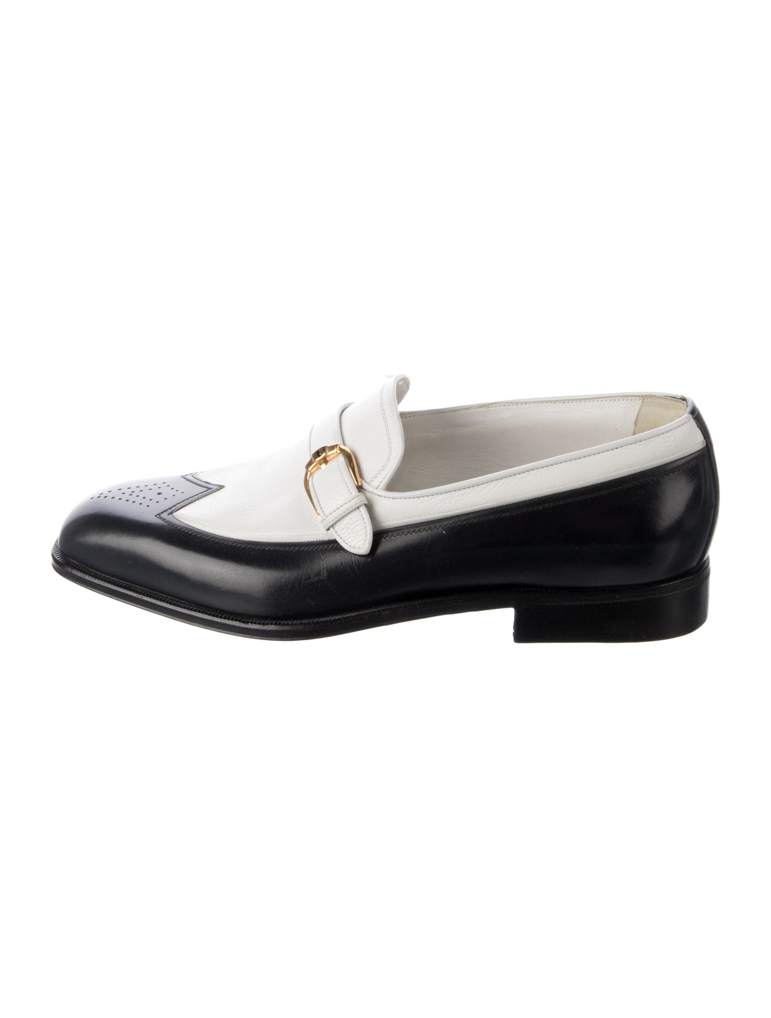 a.testoni Leather Colorblock Pattern Monk Straps