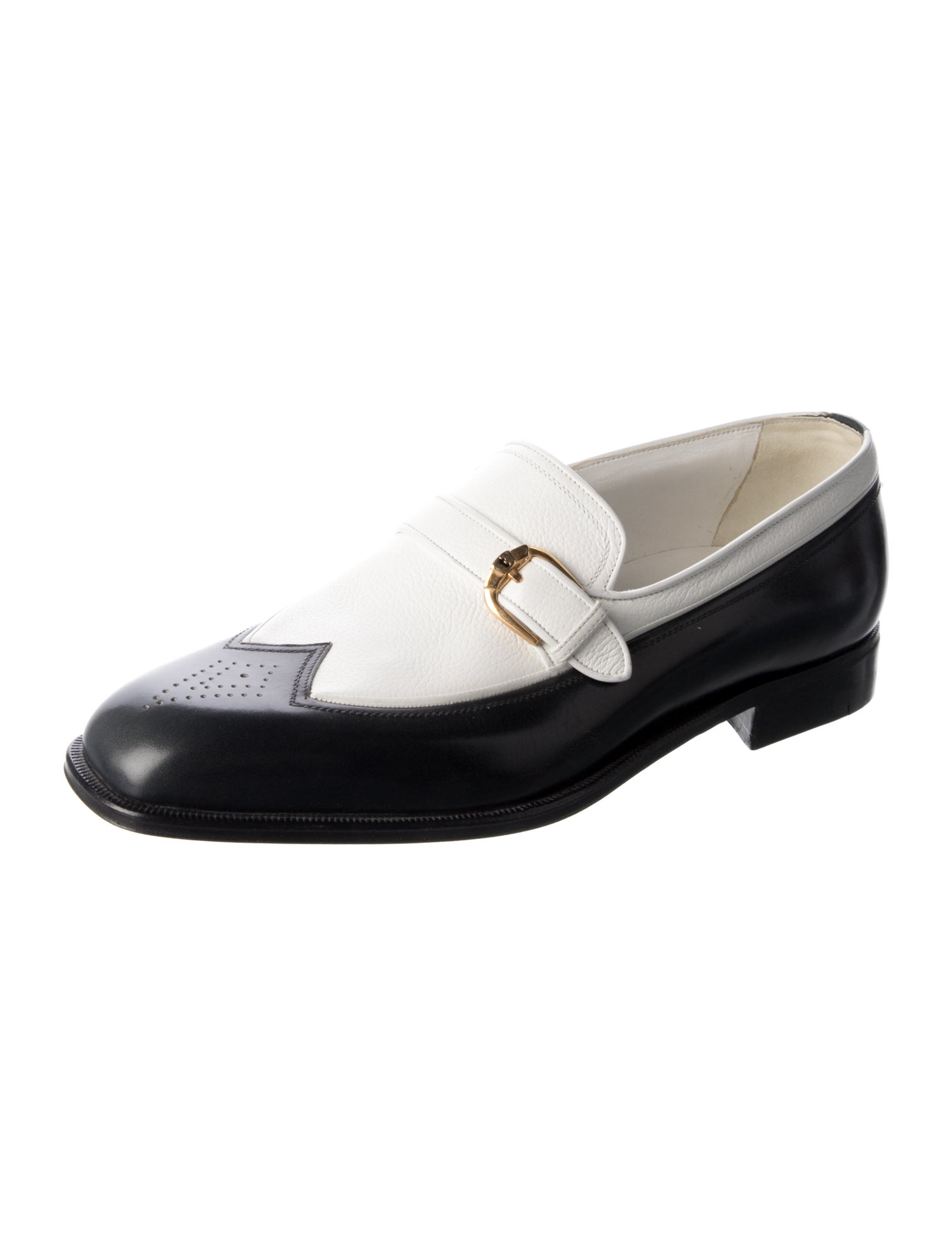 a.testoni Leather Colorblock Pattern Monk Straps