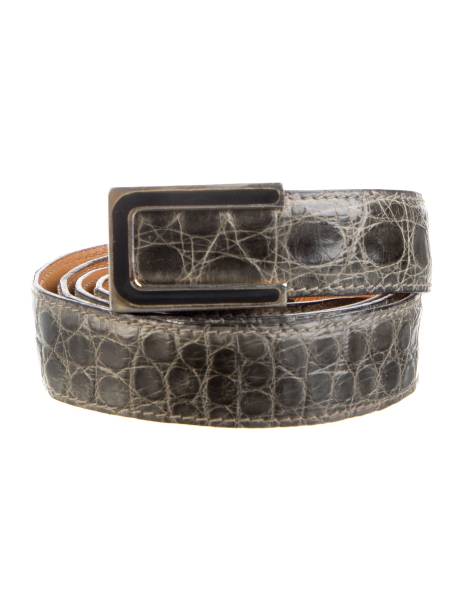 a.testoni Skinny Crocodile Waist Belt