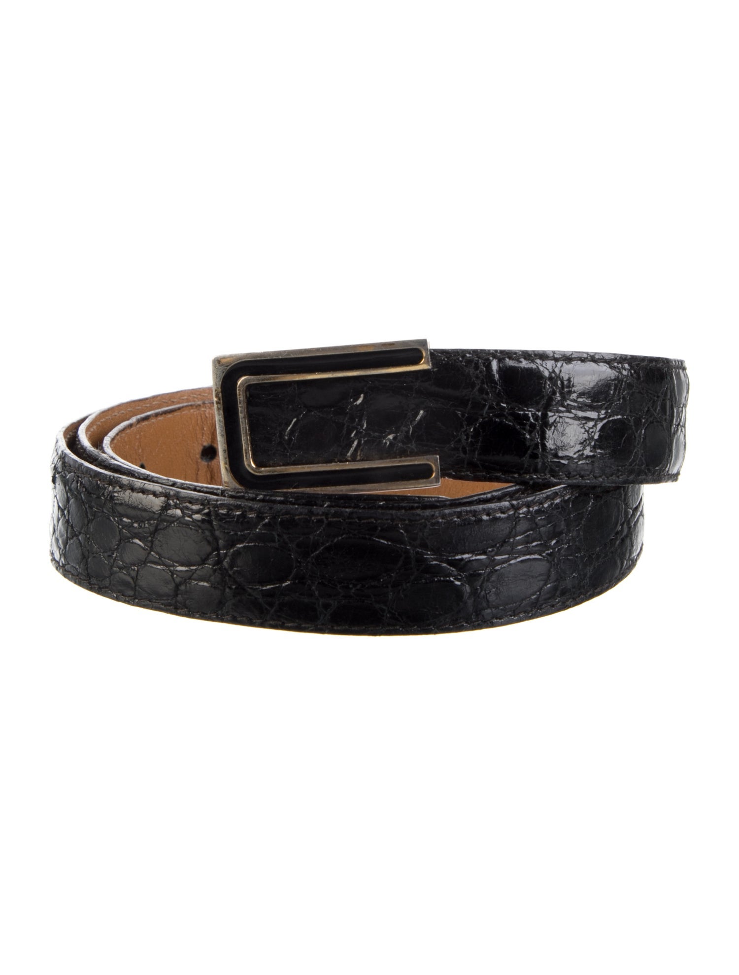 a.testoni Skinny Alligator Belt