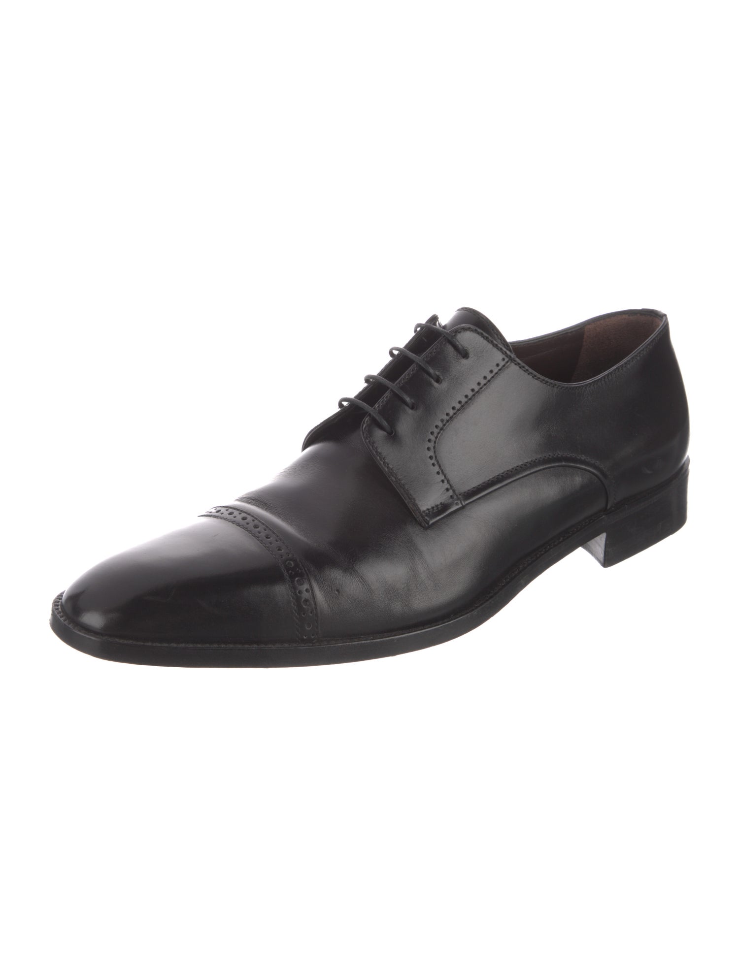 a.testoni Leather Lasercut Accents Derby Shoes