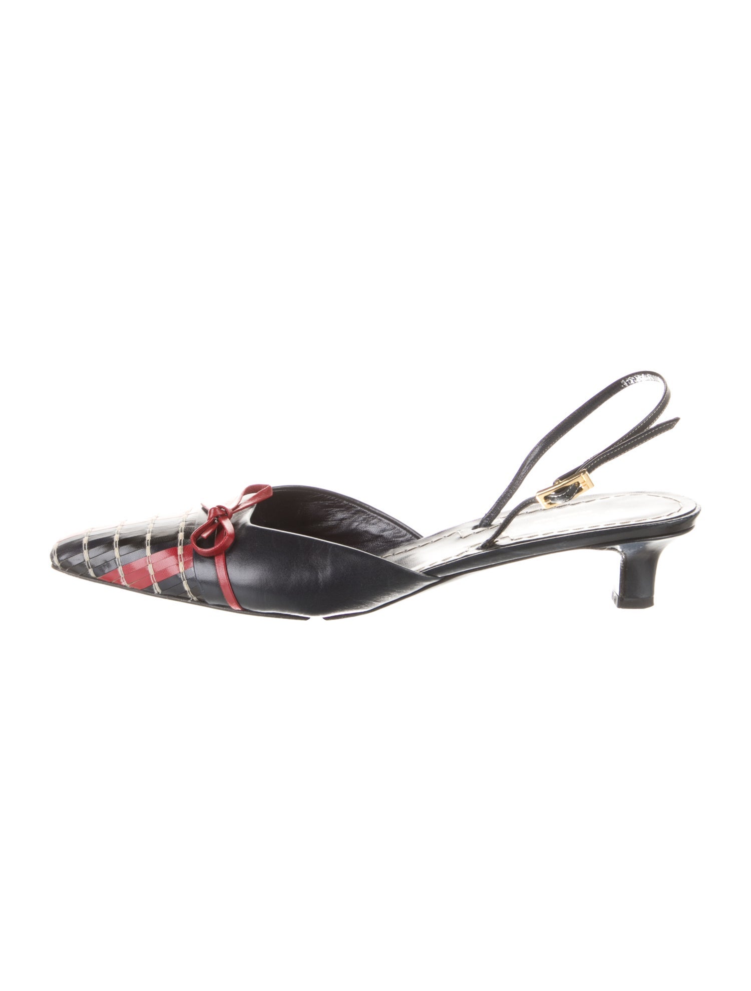 a.testoni Leather Patterned Slingback Pumps