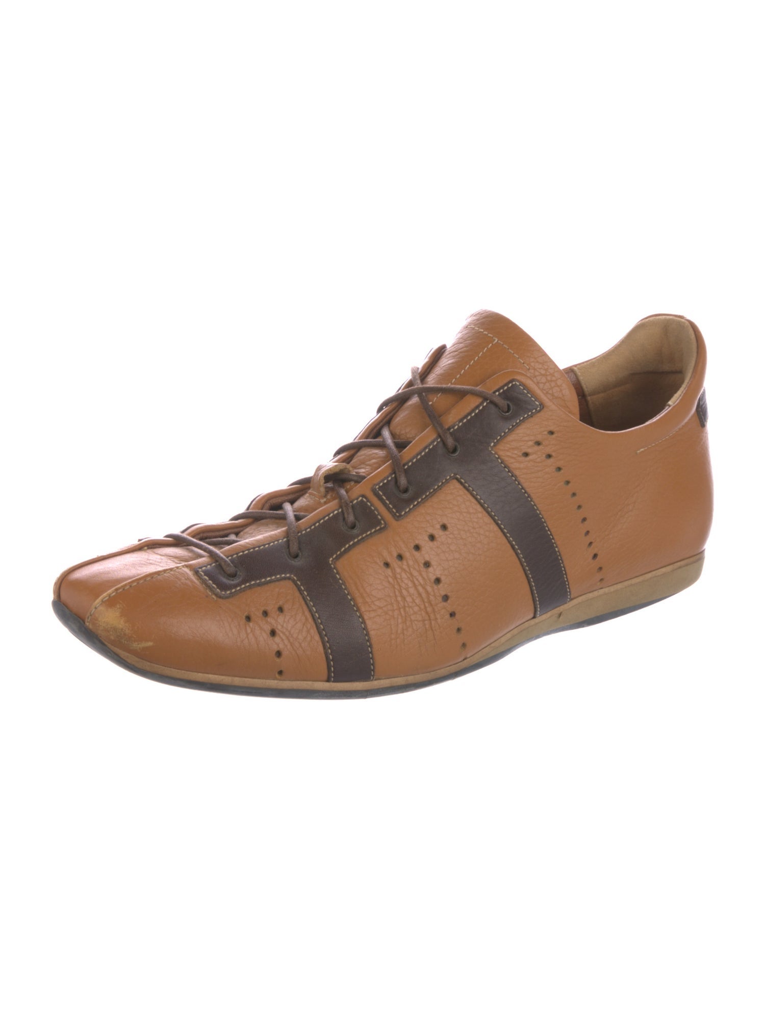 a.testoni Leather Printed Sneakers