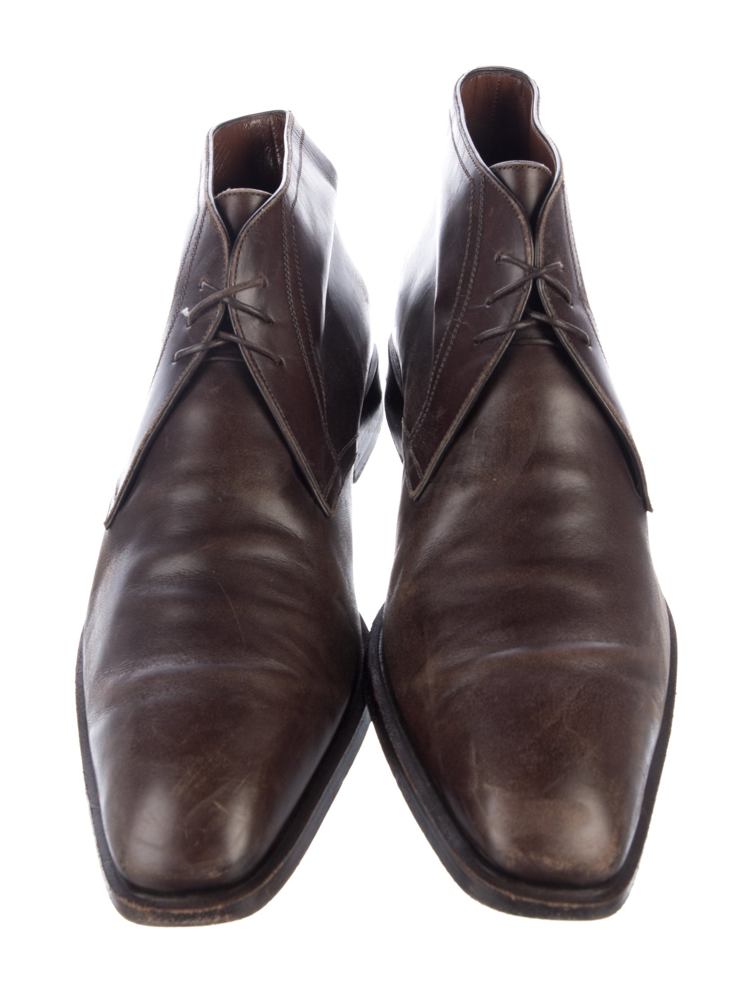 a.testoni Leather Lace-Up Boots