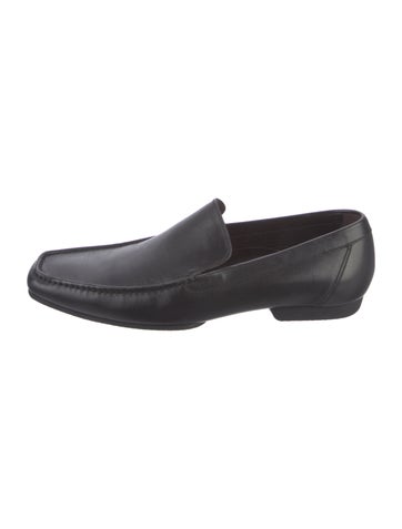 Pre-owned A.testoni Leather Dress Loafers In Black