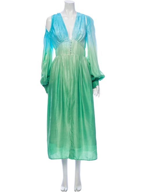 Attico Silk Tie-Dye Print Tunic Green
