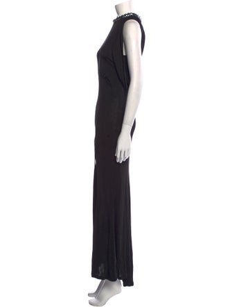 Attico Mock Neck Sleeveless Long Dress