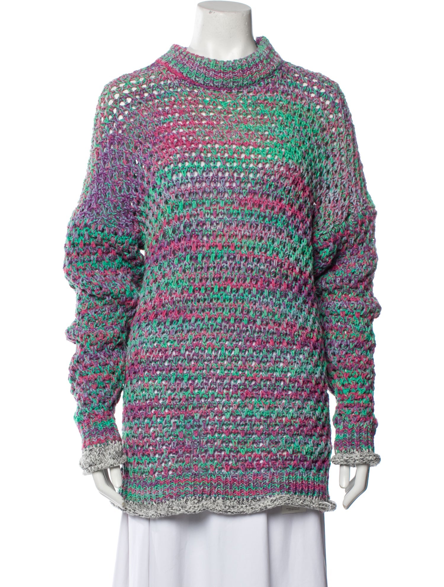 Attico Striped Mock Neck Sweater