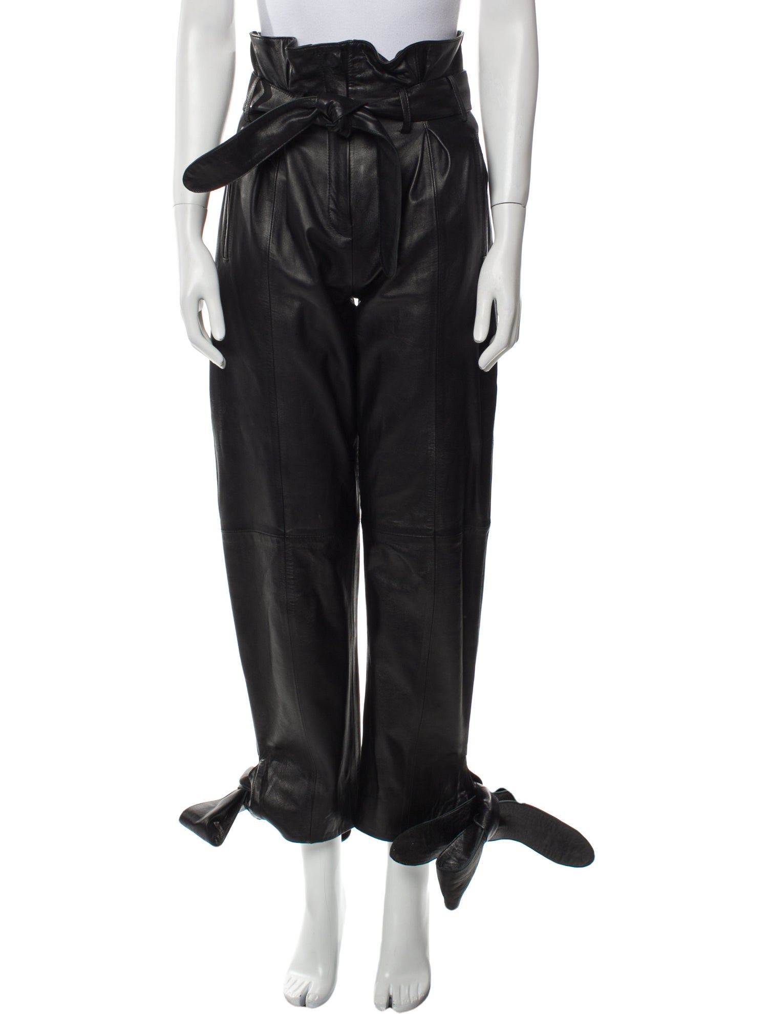 パンツ The Attico Straight Leg Black Lamb Leather Pants Attico Lamb Leather Straight Leg Pants - Black Pants