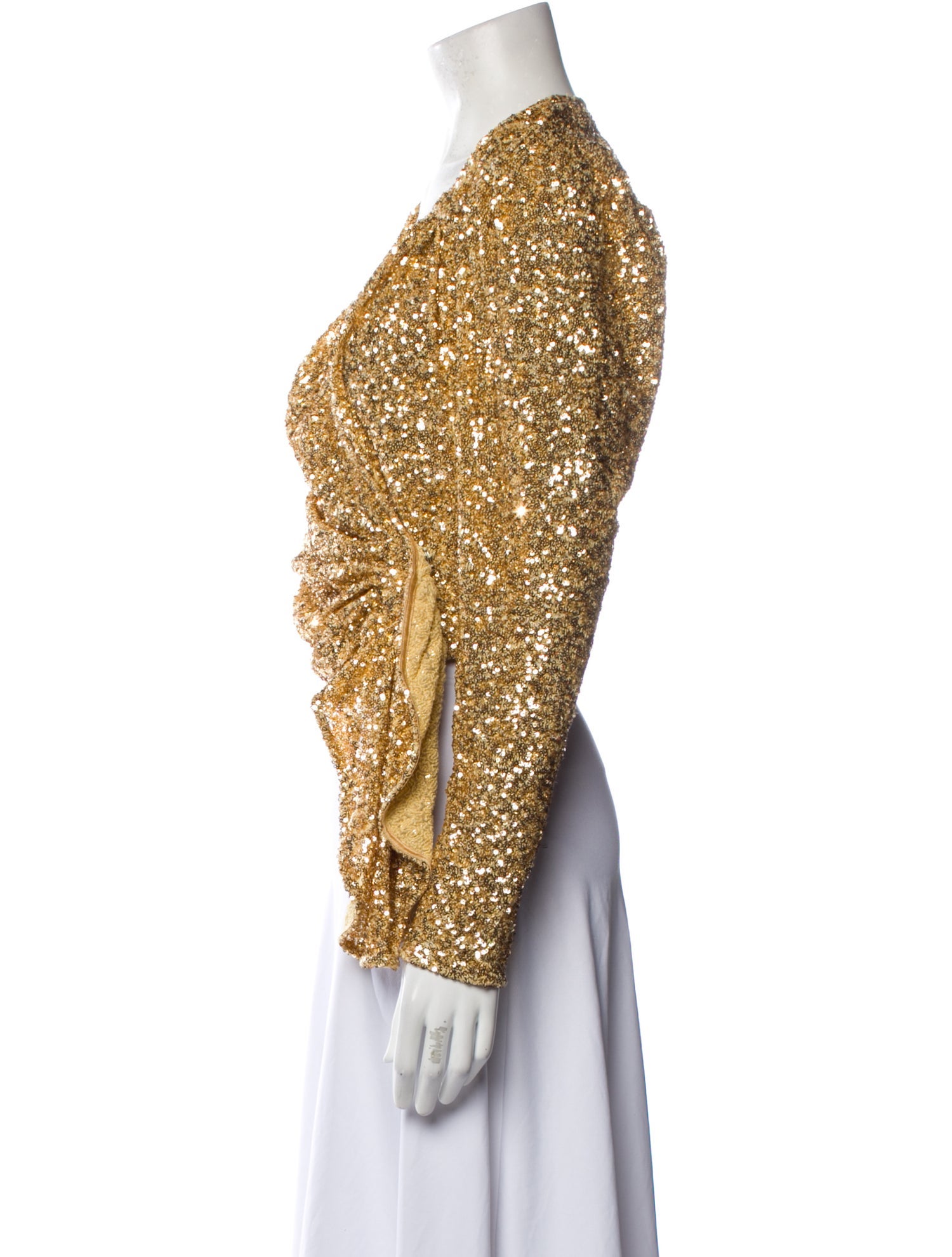 Attico V-Neck Long Sleeve Crop Top w/ Tags